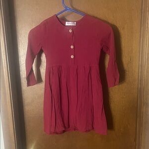 Gorlya Girls Burgundy Long Sleeve Linen Cotton Dress Size 6Y